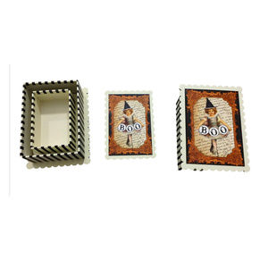 NWOT Trinket Keepsake Boxes Vintage Boo Trick or Treat Set of 2 Boxes